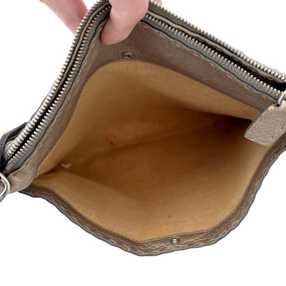 FENDI Vintage Selleria Grey/Silver Leather Crossbody Bag - Picture 11 of 15